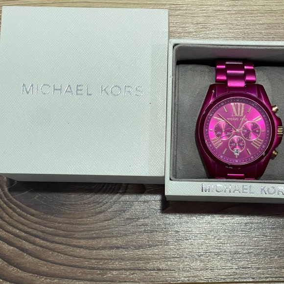 Michael Michael Kors Fuchsia “Japan Movement Strap” Timepiece - Picture 1 of 5